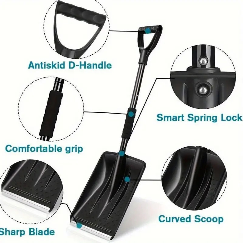 Large-Capacity Lightweight Aluminum Portable Snow Shovel, Parent-Child Playing Snow Shovel, Shovel for Garden, Car, Camping with