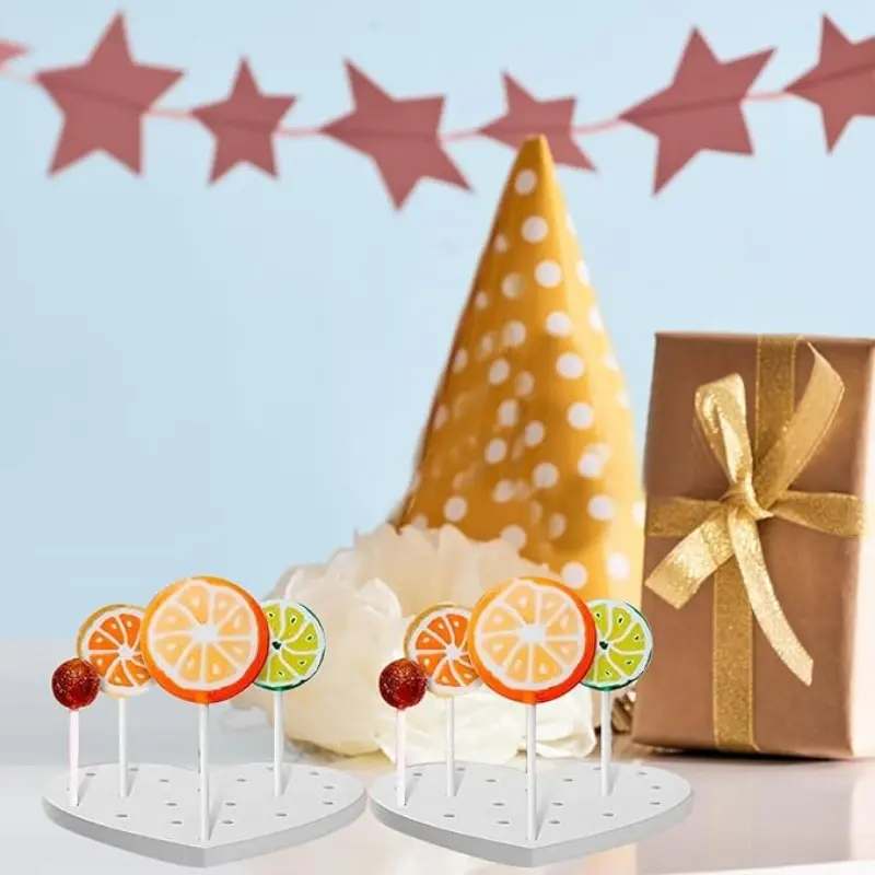 Lollipop Holder 2Pack Plastic Cake Pops Display Stand Holes Heart Shaped Display Stand Wedding Birthday Prom Candy Decoration