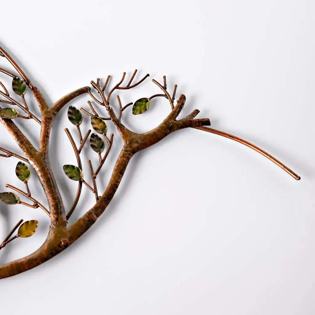 3D Hummingbird Branch Metal Wall Sculpture Iron Hollowed Out Hanging Wall Decor Modern Minimalism Wall Art Living Room Ornament