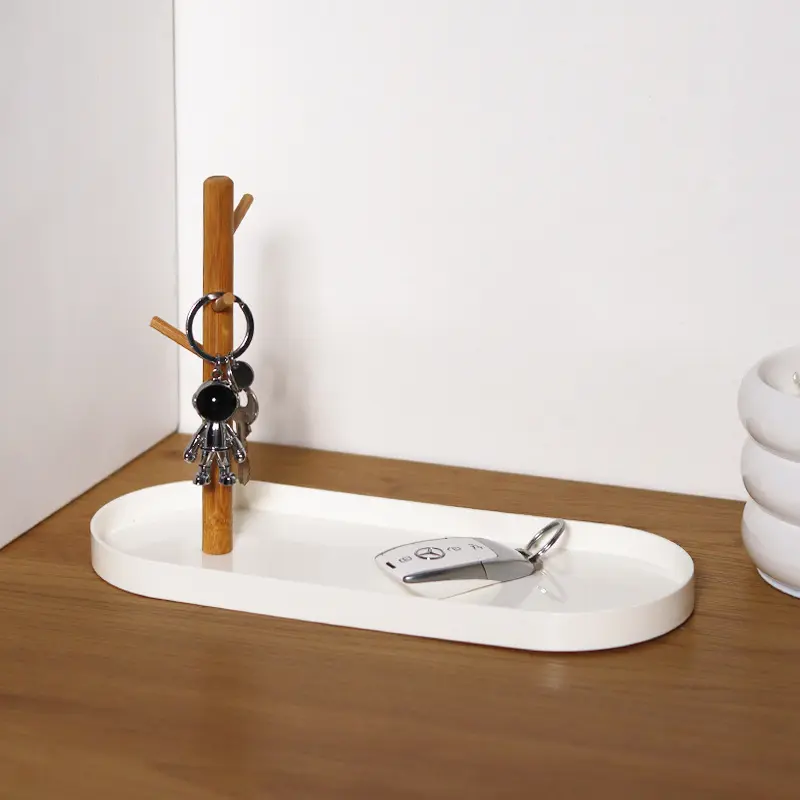 2024 New Nordic Bamboo Tree Branch Storage Tray Living Room Desktop Key Hanger Jewelry Display Frame