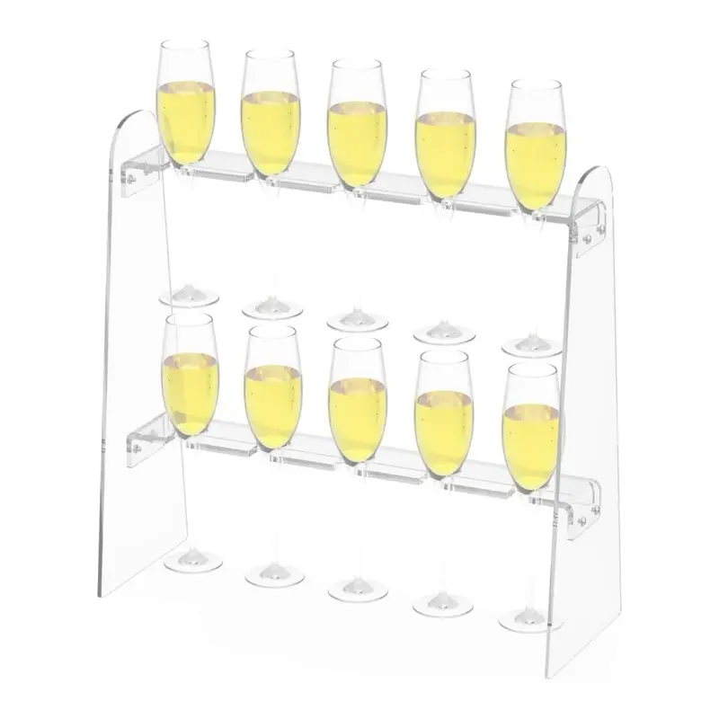 Acrylic Champagne Glass Holder Stand for Party, 2-Tier Clear Acrylic Champagne Glass Holder Stand Stemware Champagne Tower