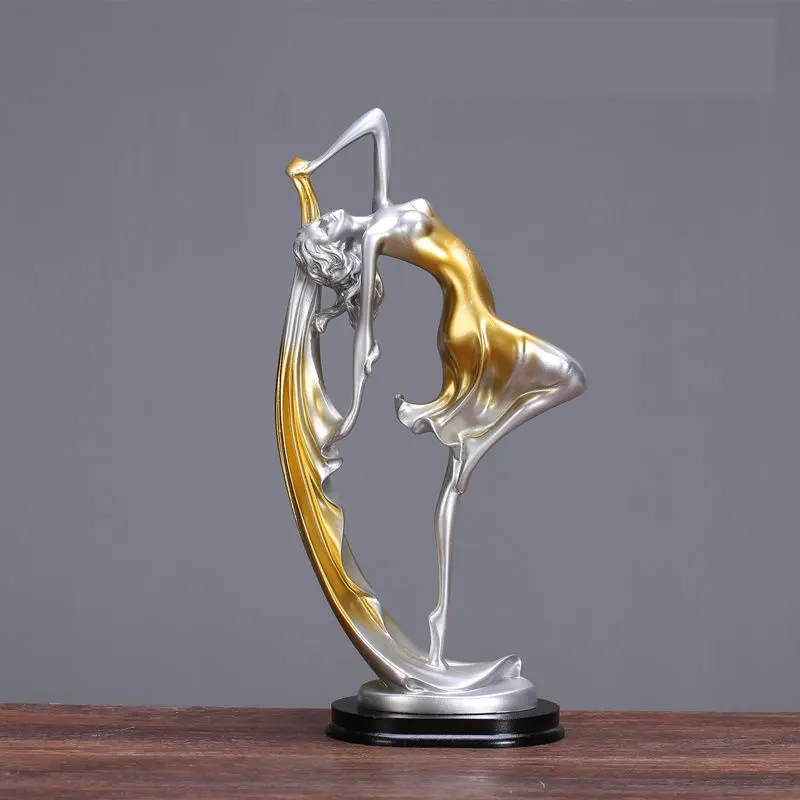 Dancing Girl Figure Statue Modern Ballet Sculptures Resin Crafts Home Decor Desktop Ornament Elegant Gift