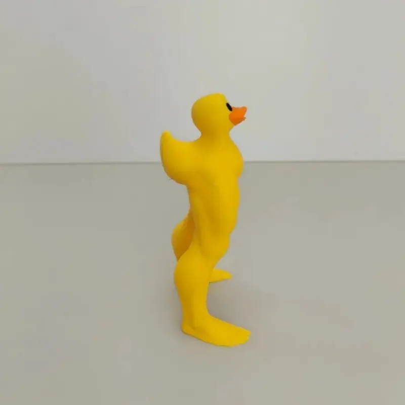 Muscular Leg Duck, Funny Resin Decor, Cute Animal Figurine, Handmade Duck Statue, Yellow Duck Figurine, Quirky Home Decor（A）