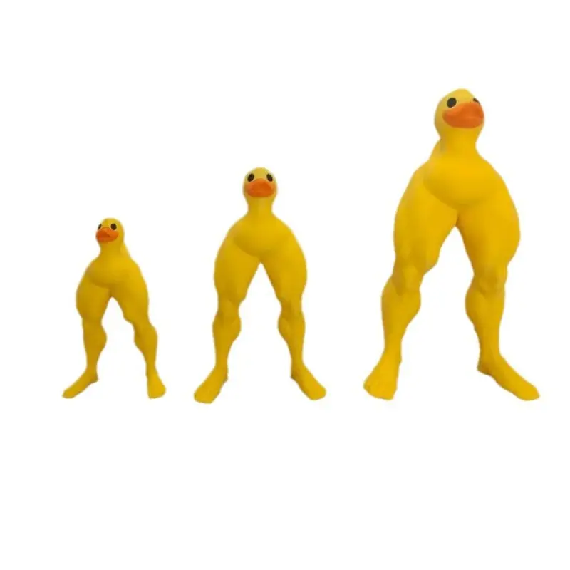 Muscular Leg Duck, Funny Resin Decor, Cute Animal Figurine, Handmade Duck Statue, Yellow Duck Figurine, Quirky Home Decor（A）