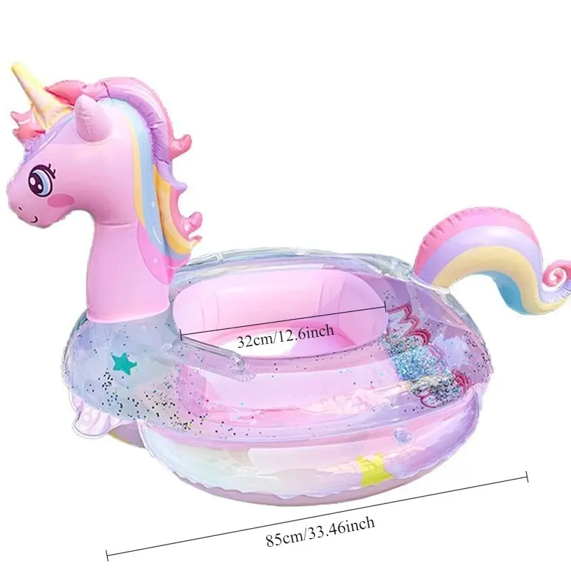 Charming Unicorn Inflatable Swim Ring - Cute Sequin Rainbow Horse Design, Durable PVC Material, Perfect for Summer Pool Parties