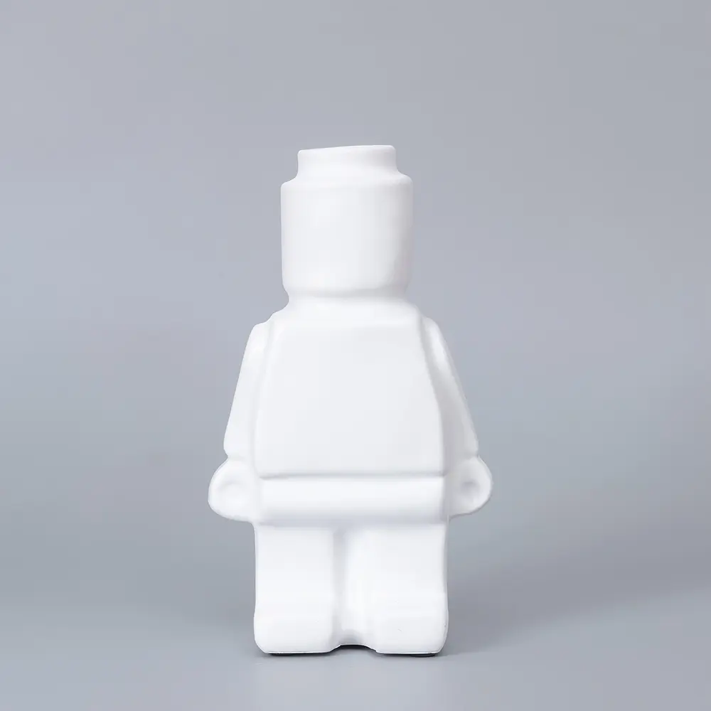 Nordic Style Ceramic Robot Vase Indoor Flower Pot Modern Home Interior Decoration White Goods Decoration Office Desk Decoration