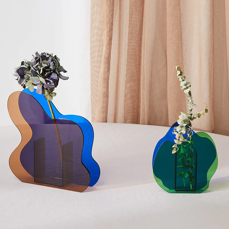 1pc Acrylic  Creative Art Designer Nature Series Geometric Flower Arrangement Hydroponic Flowers Decoration Decor