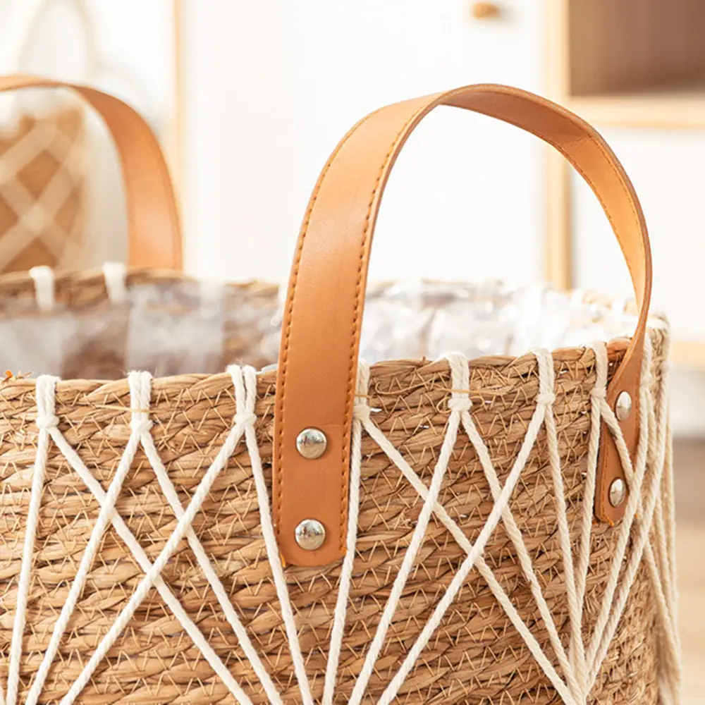 Rattan Storage Basket Living Room Flower Pot Home Decor Durable Net Pocket Pot Outdoor Lawn Decoration