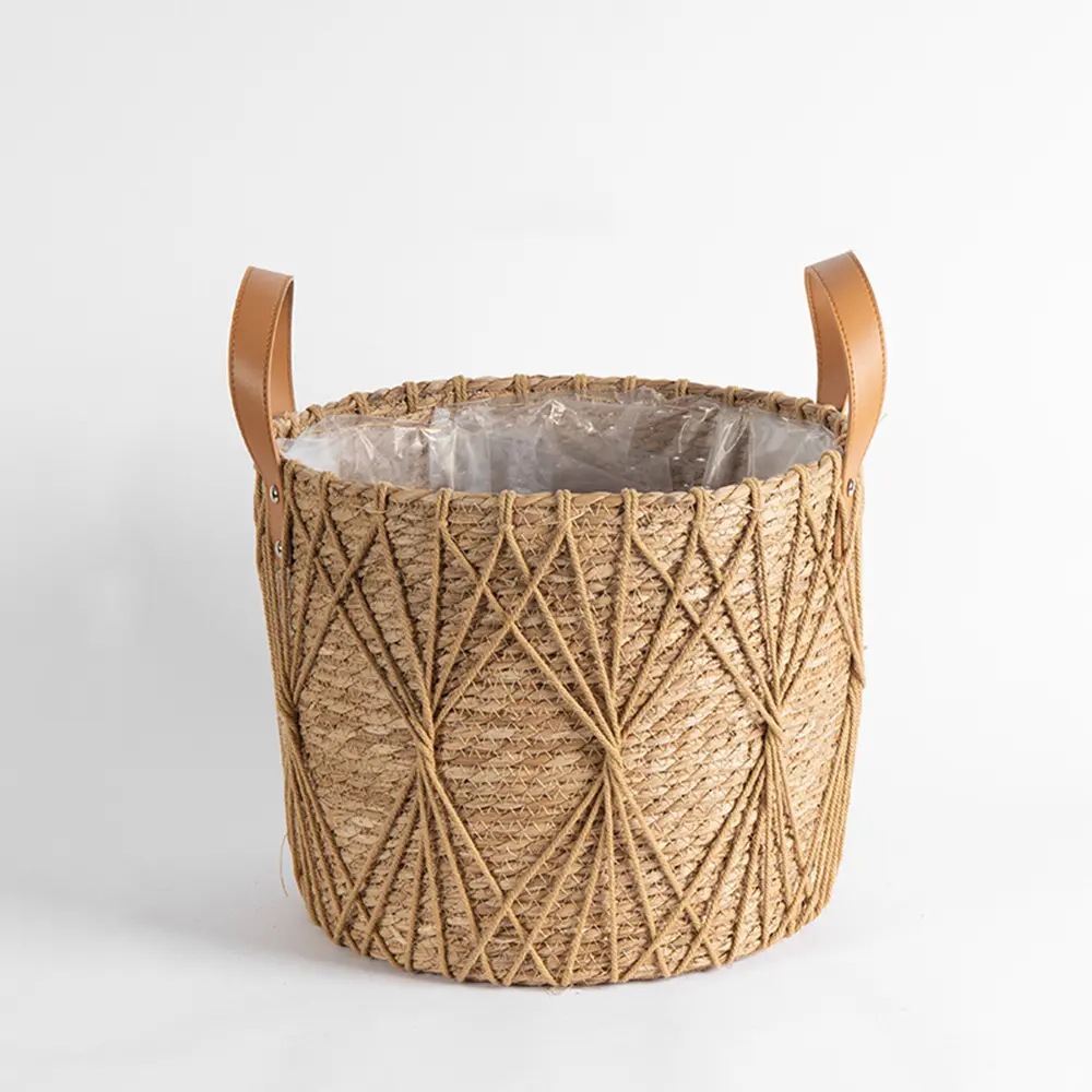 Rattan Storage Basket Living Room Flower Pot Home Decor Durable Net Pocket Pot Outdoor Lawn Decoration