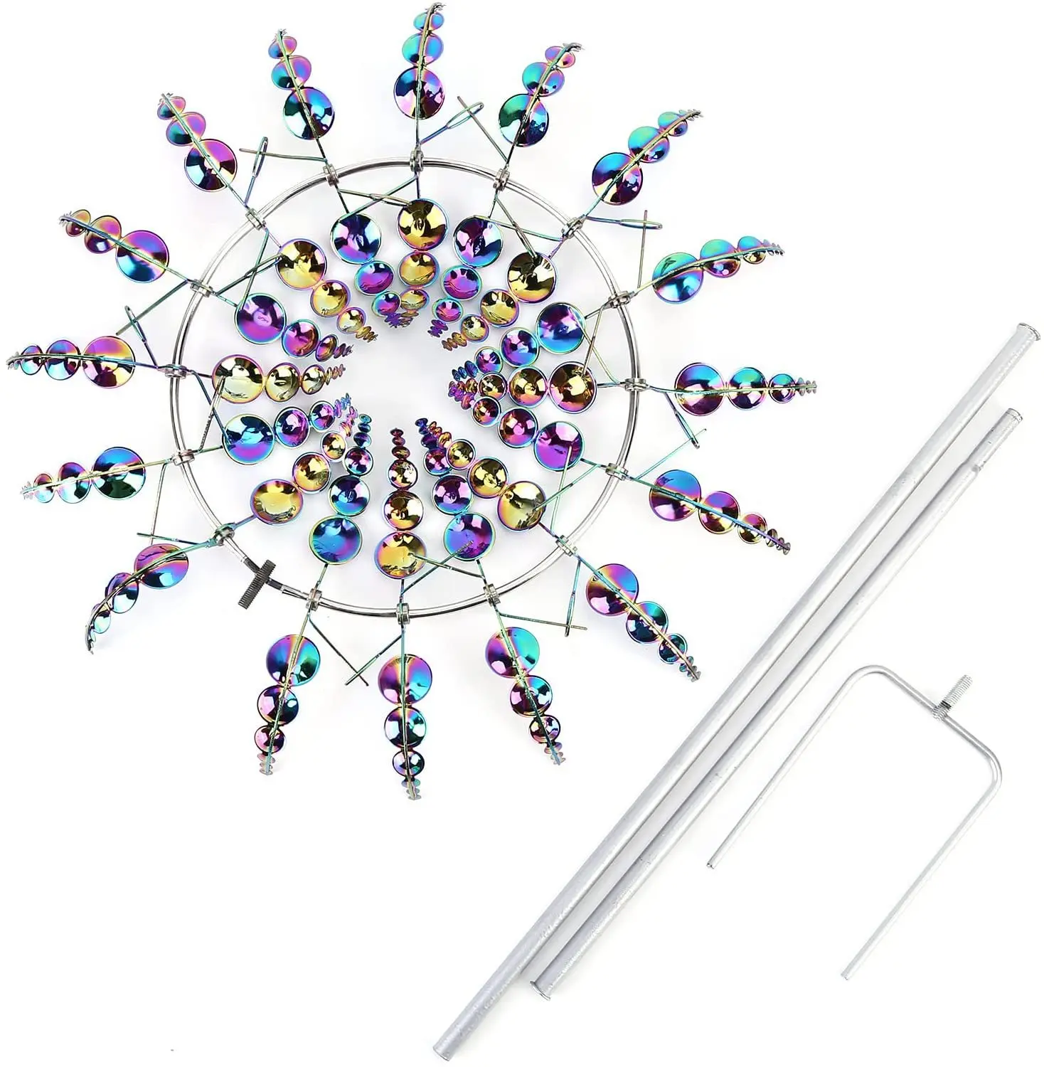 Unique and Magical Metal Windmill,3D Wind Powered Kinetic Sculpture, Lawn Solar Metal Wind Wind Spinners for Yard and Garden