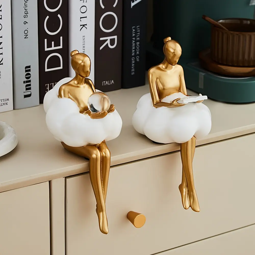 Cloud Girl Sculpture Abstract Art Figure Statue Modern Table Decoration Home Luxury Room Decor Aesthetic Design Figurine Crafts