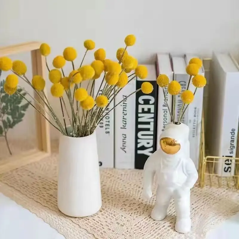 Artificial Tulip Flower Dried Flowers Yellow Billy Buttons Balls Bouquet Home Garden Decoration for Ceremony Decor