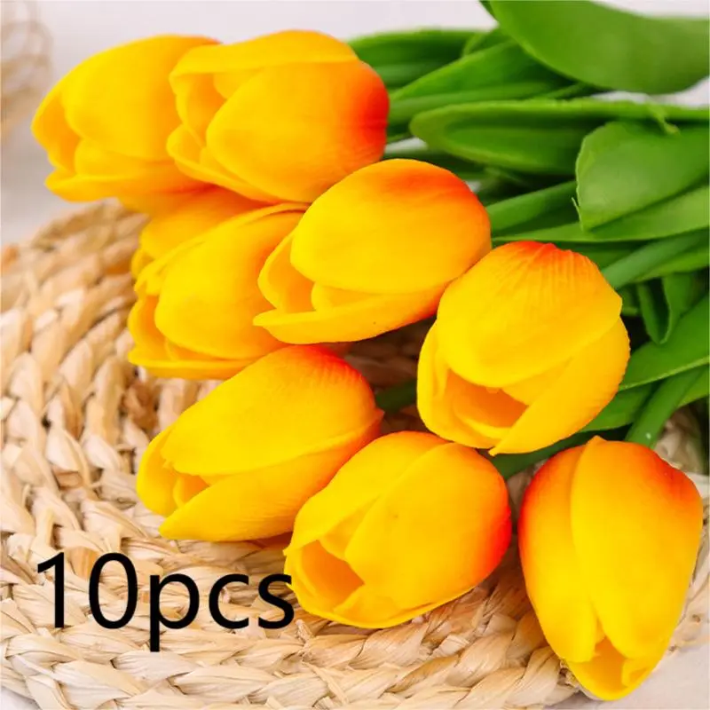 Artificial Tulip Flower Dried Flowers Yellow Billy Buttons Balls Bouquet Home Garden Decoration for Ceremony Decor