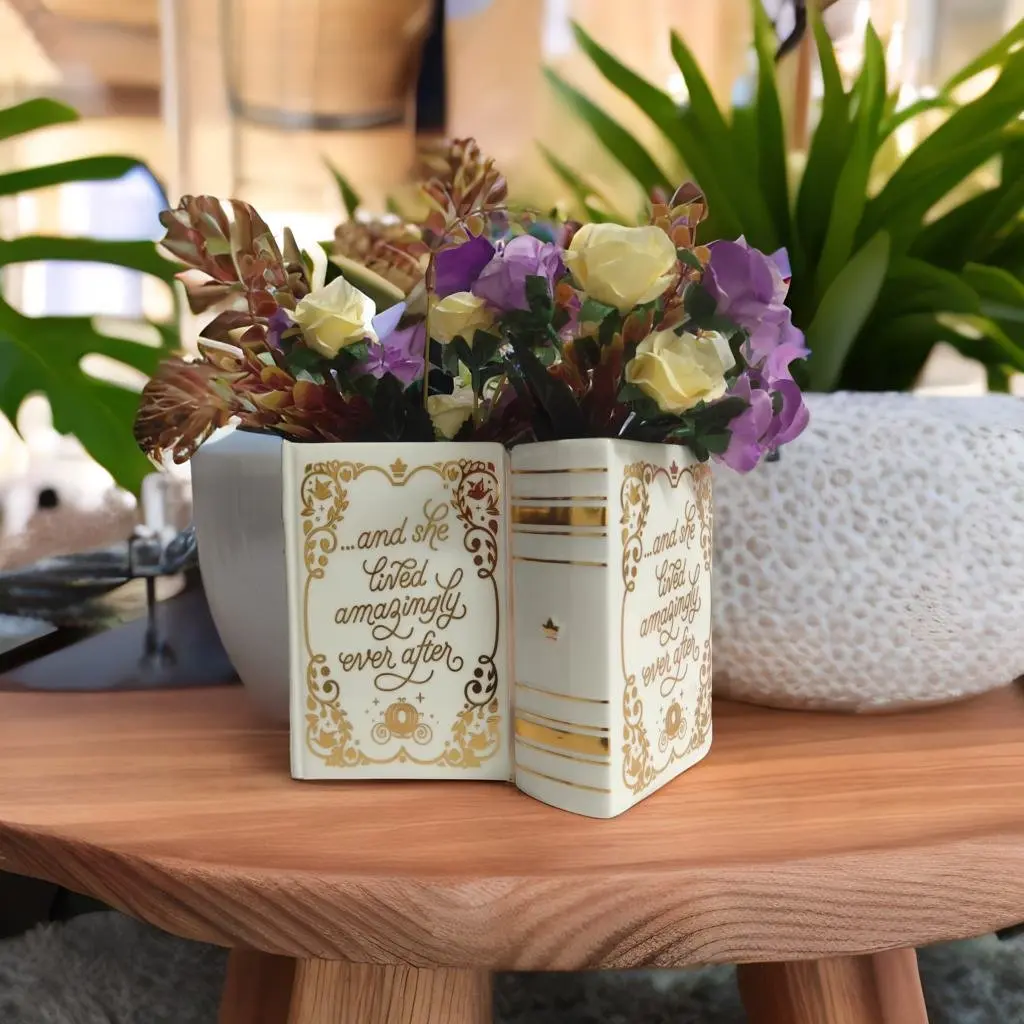Luxury Ceramic Gold Book Vase Northern European Modern Flower vaseTable Wedding Hydroponics Room Plant Decoration