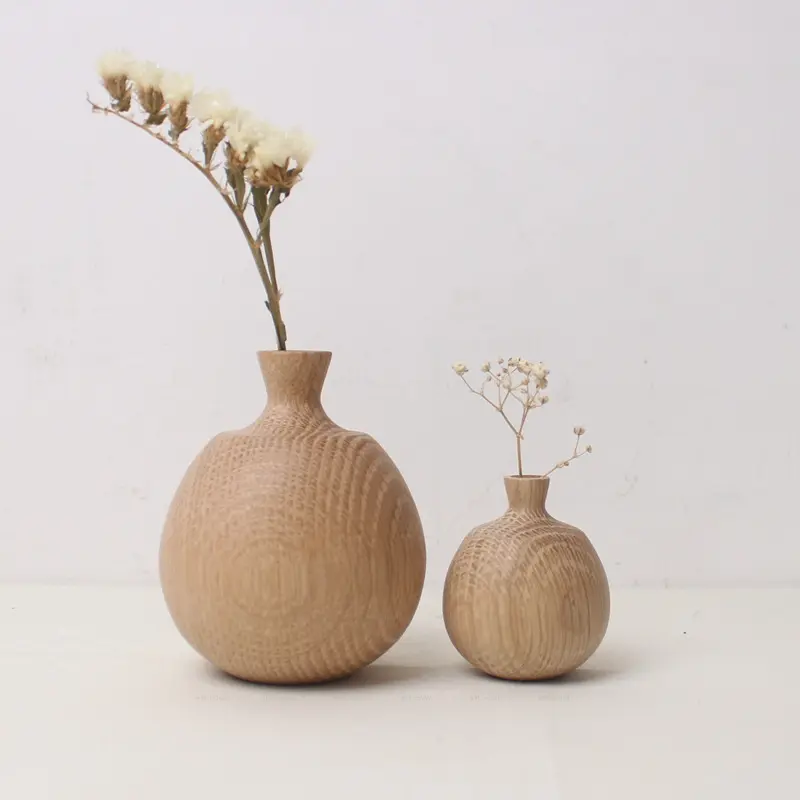 Wood Decorative Plant Pots Tall Small Vase Wooden Vase Leakproof  Flowerpot Indoor Decorations Plants Holder Or Home Flowers