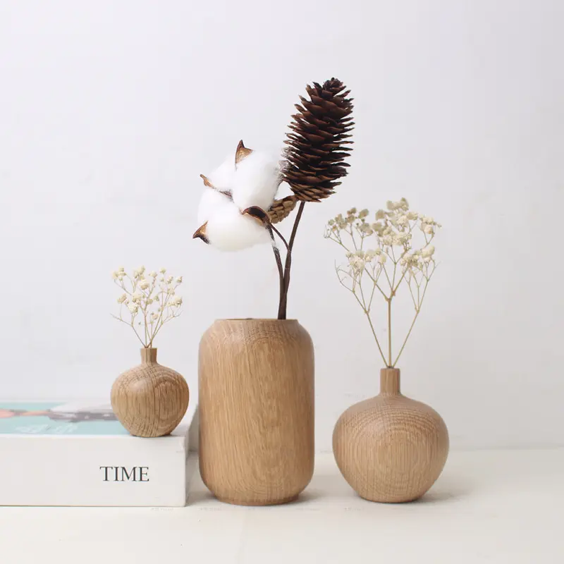 Wood Decorative Plant Pots Tall Small Vase Wooden Vase Leakproof  Flowerpot Indoor Decorations Plants Holder Or Home Flowers