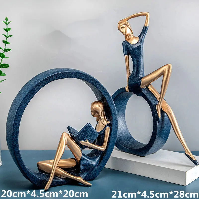 Elegant Women Reading Girl Figurine Art Person Sculpture Statue Home Decoration For Living Room Bedroom Book Shelf TV Cabinet