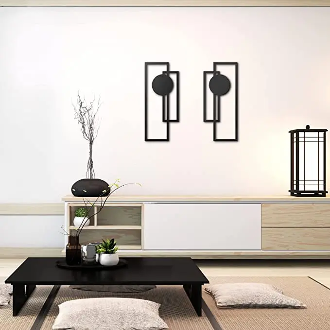 Nordic Iron Line Wall Hanging Ornament Antique Silhouette Metal Pendant Art Crafts Living Room Home Office Decoration