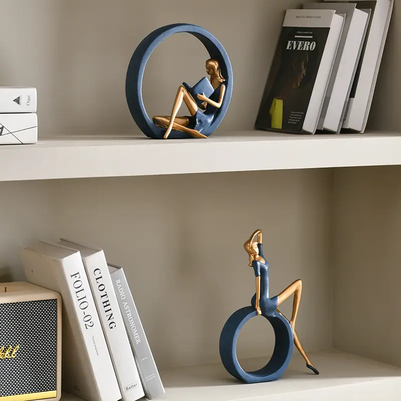 Elegant Women Reading Girl Figurine Art Person Sculpture Statue Home Decoration For Living Room Bedroom Book Shelf TV Cabinet
