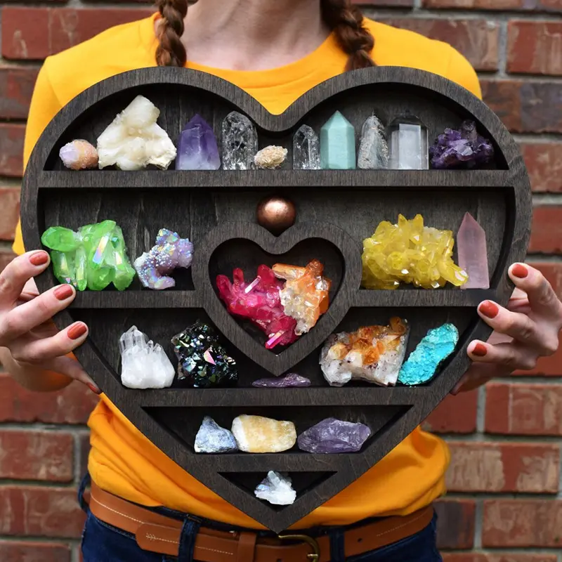 Wooden Cat-Shaped Wall-Mounted Shelf –  Home & Office Decor, Ideal for Crystals & Decorative Items