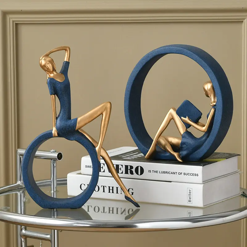 Elegant Women Reading Girl Figurine Art Person Sculpture Statue Home Decoration For Living Room Bedroom Book Shelf TV Cabinet
