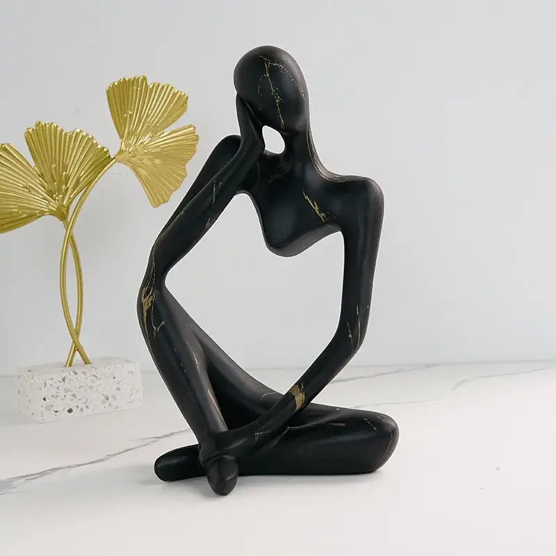 Resin Thinker Statue Colorful Art Abstract Sculpture, Modern Home Decor Accents Large Graffiti Collectible Figurines