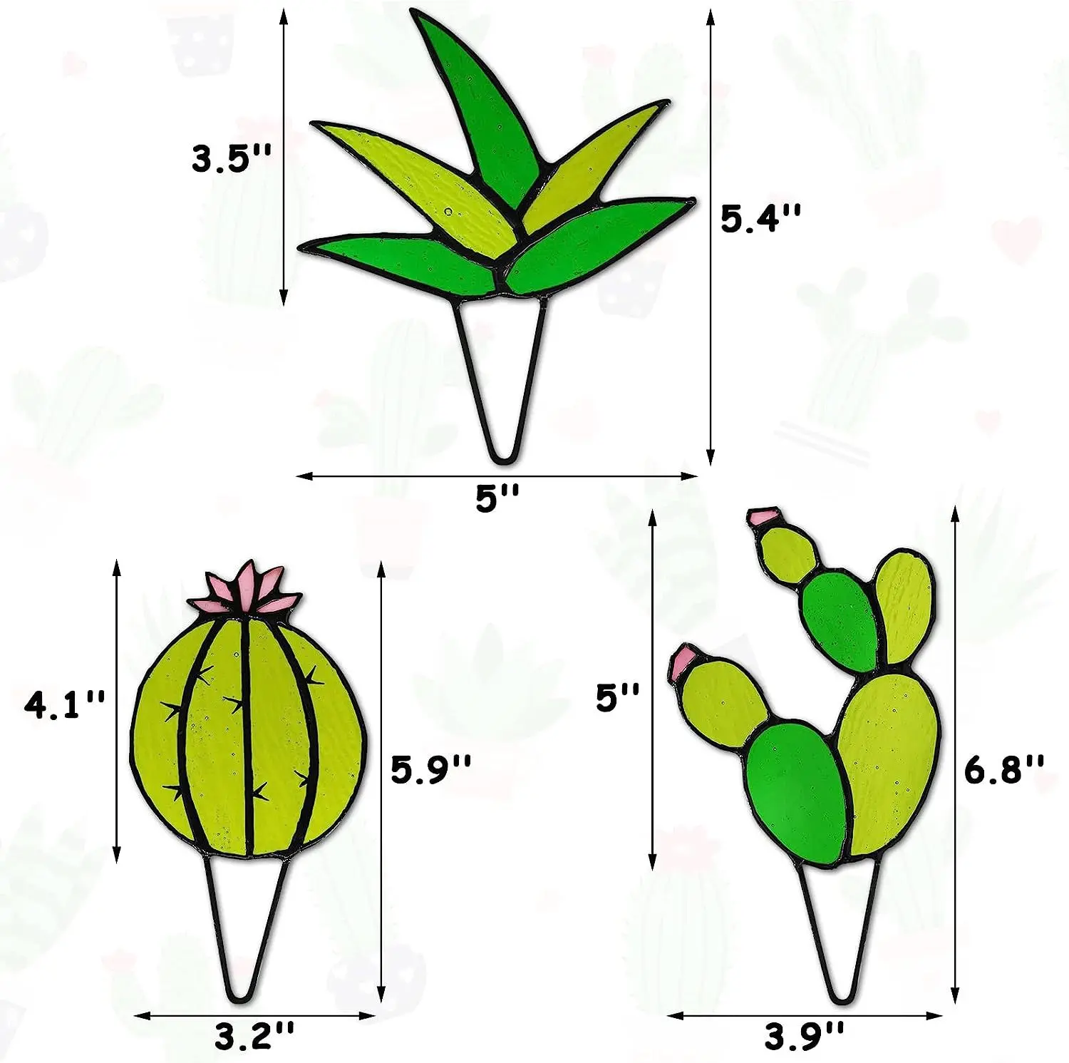 Handmade Colorful Acrylic Cactus Succulent Tropical Potted Plant Ornament Sun Catcher For Garden Home Office Tabletop Decoration
