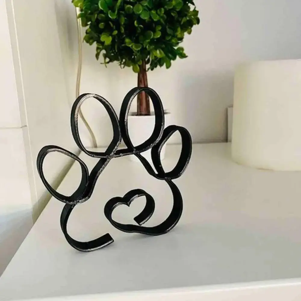 ROTORS Dog Minimalist Art Sculpture, Metal Abstract Dog Line Geometric Drawing Art Statue, Creative Puppy Line Drawing Ornaments