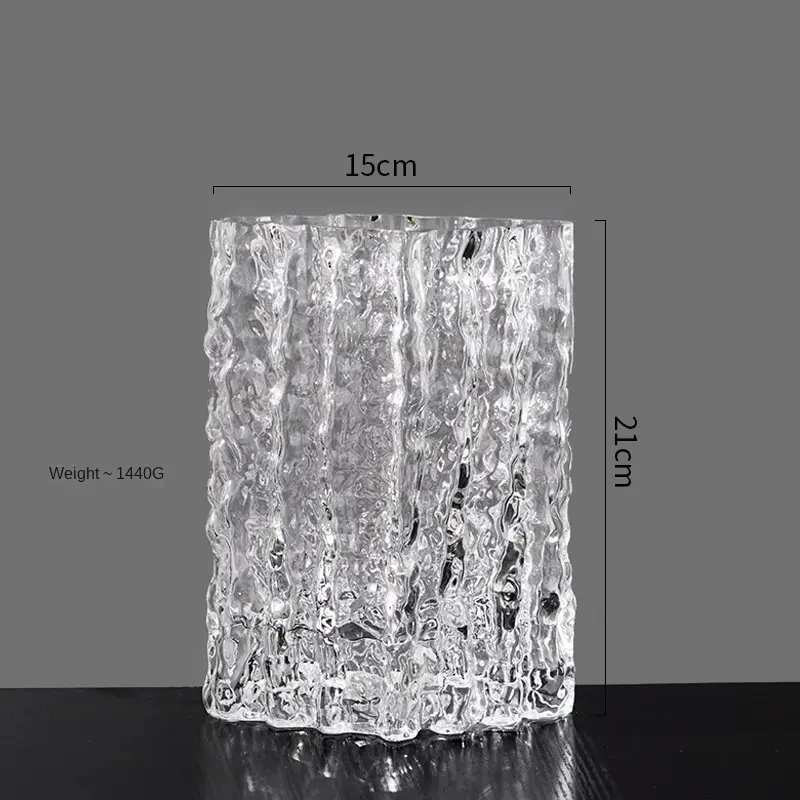 1pc Living Room Decoration Water Flower Vase Glacier Glass Simple Transparent Decorative