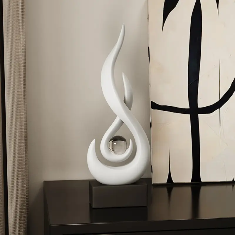 Abstract Orange Gold Ceramic Statue， Modern Decor Accents，Living Room Dining Office Coffee Table