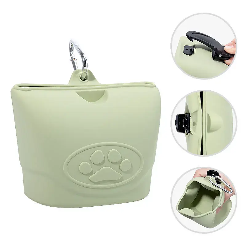 Silicone Dog Treat Pouch,Clip on Portable Training Container,Convenient Magnetic Buckle Closing and Waist Clip,Portable Training