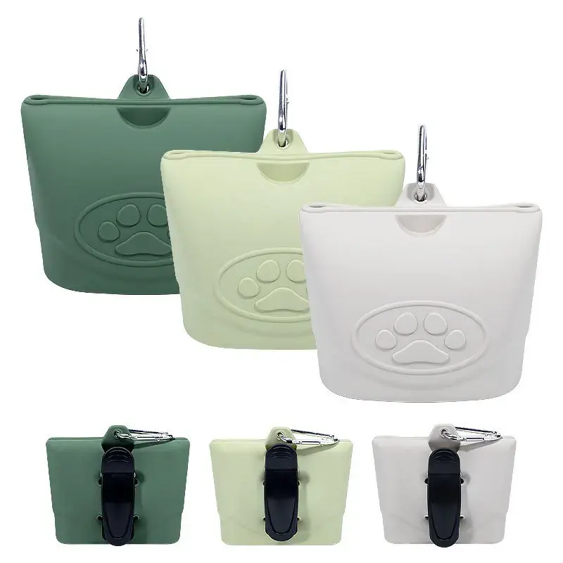 Silicone Dog Treat Pouch,Clip on Portable Training Container,Convenient Magnetic Buckle Closing and Waist Clip,Portable Training