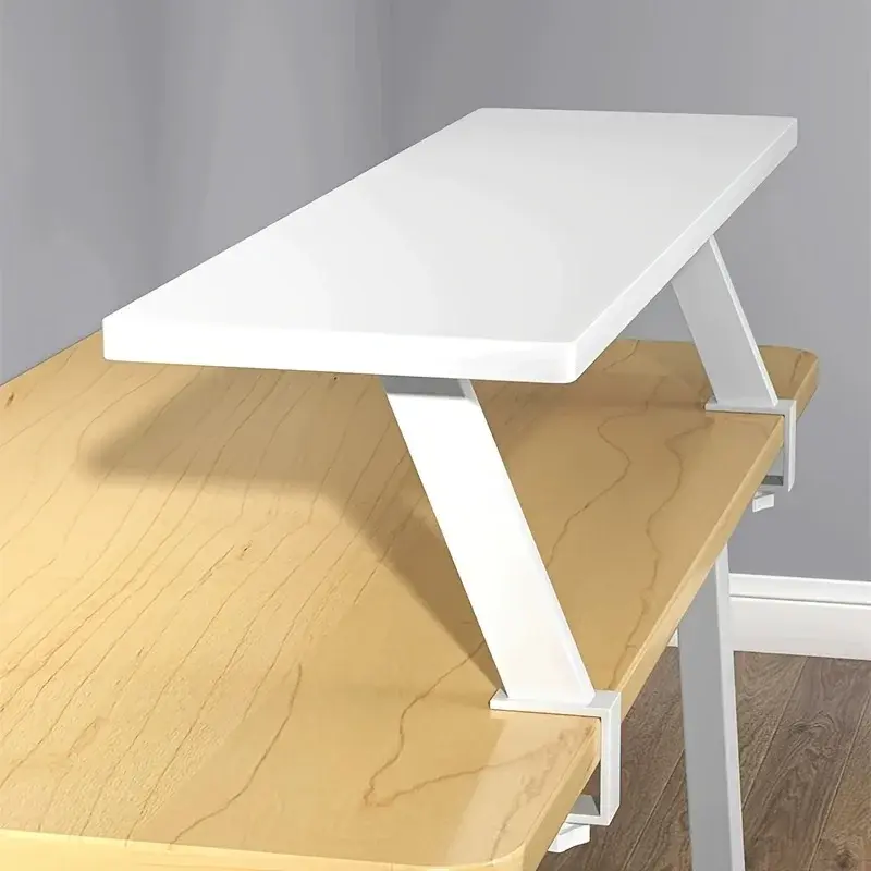 Clamp On Desk Shelf, Desk Extension Shelf Adjustable Desk Extender Side Table Single Layer Above or Under Desktop Storage Shelf