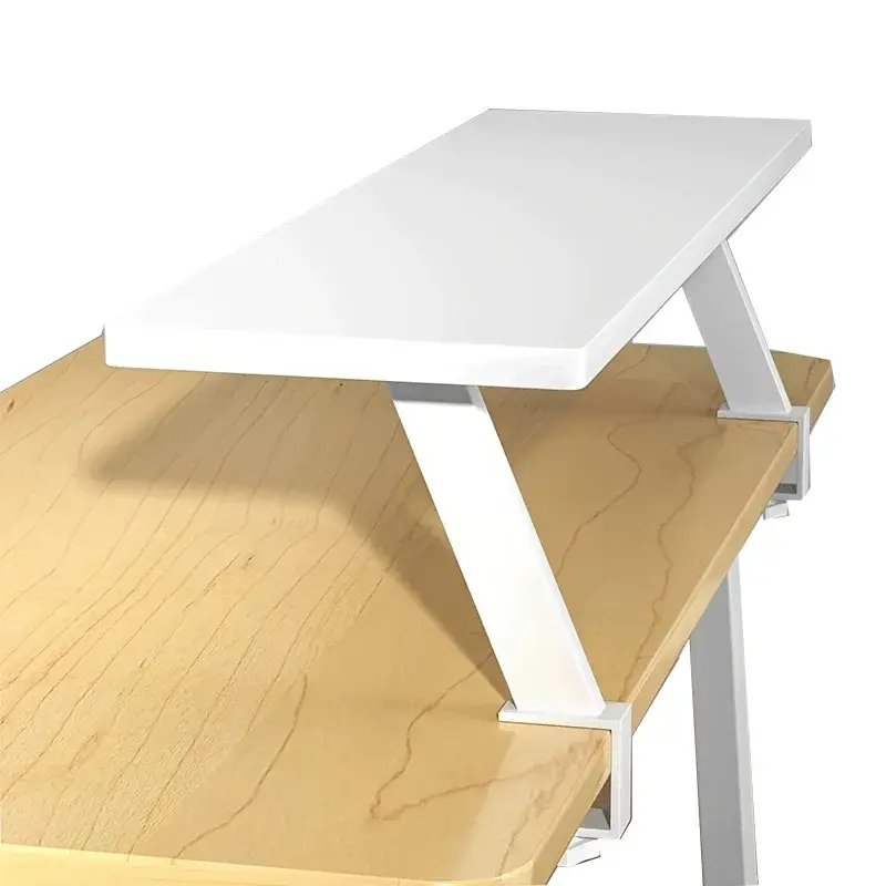 Clamp On Desk Shelf, Desk Extension Shelf Adjustable Desk Extender Side Table Single Layer Above or Under Desktop Storage Shelf