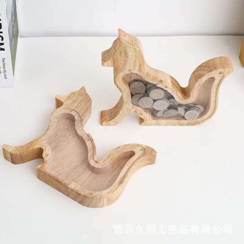 1 Pcs Creative Wooden Cartoon Animal Piggy Bank Money Boxes Storage Kids Toys Geometric Ornaments For Children Home Decoration