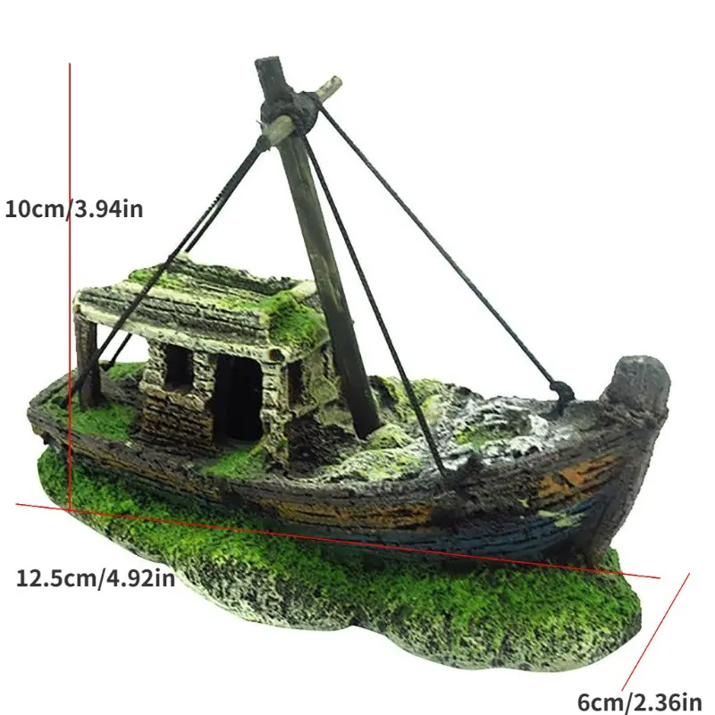 1PC Aquarium Fish Tank Landscape landscaping Pirate Wreck Ship Decor Resin Boat Ornament  Accessories  Decoration