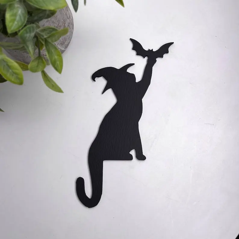 Halloween Door Corner Sign Cute Bird Witch Cat Black Wooden Hanging Ornament Party Home Wall Doors Frame Decorations