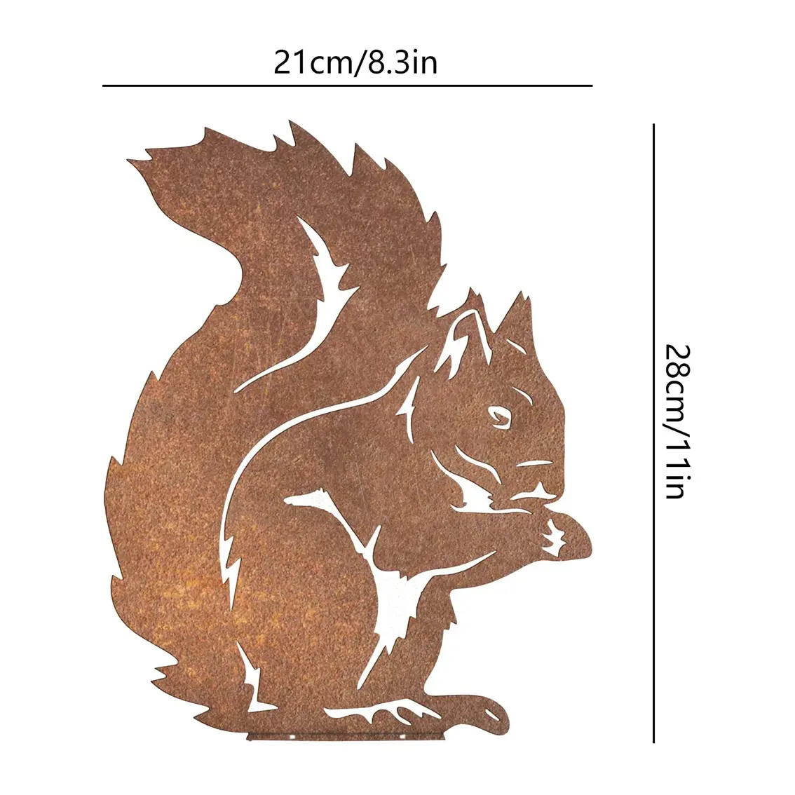 Rusty Squirrel Sitting Tree Stake Patina Decoration Metal Rust Garden As Figure