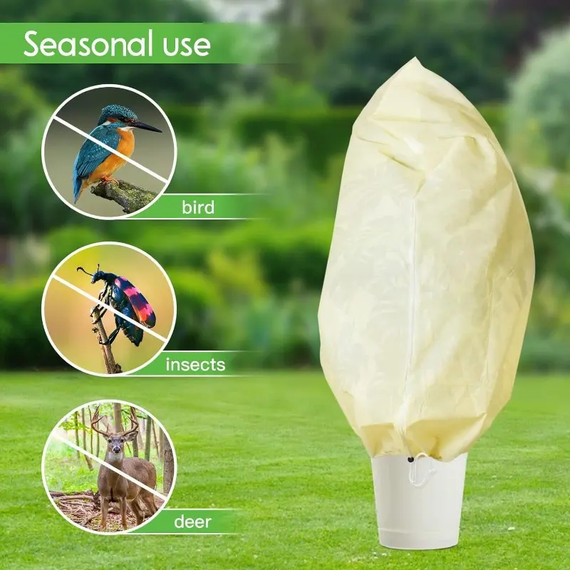 Plant Covers Freeze Protection,  Winter Cold Weather Frost Blankets Shrub Jacket with Drawstring Reusable  Protection  Outdoor