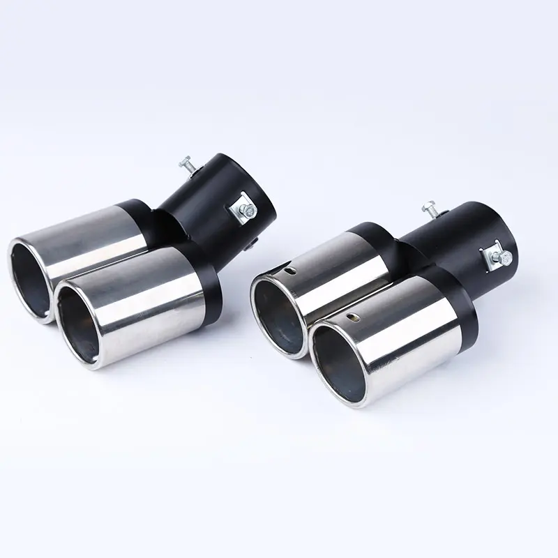 Universal Double Outlets Automobile Exhaust Pipe Silencer Diameter Exhaust Pipe Trim Stainless Steel Double Outlet Tailpipe
