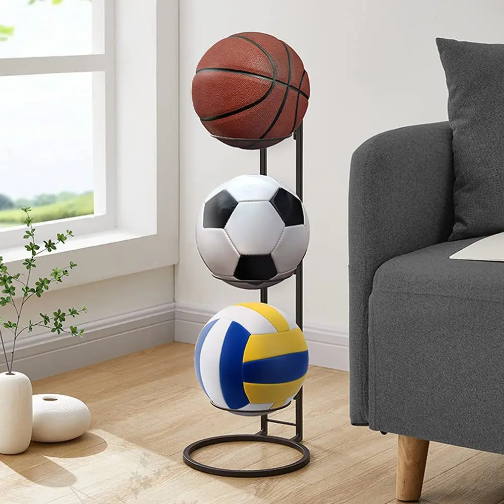 Basketball Ball Storage Rack 3 Tier Cube Ball Storage Holder Sport Equipment Innovative Vertical Display Stand