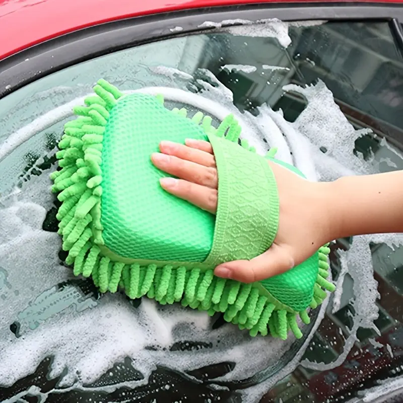 Car Wash Brush, Car Cleaning Sponge Double-Sided Car Washing Detailing Chenille Microfiber Material Ideal for Debris Removal