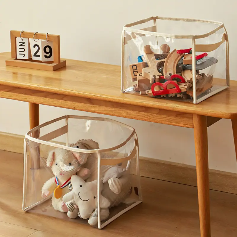 Transparent Storage Box Family's Toys Storage Basket Plush Toys Large-capacity Household Portable Folding Book Storage