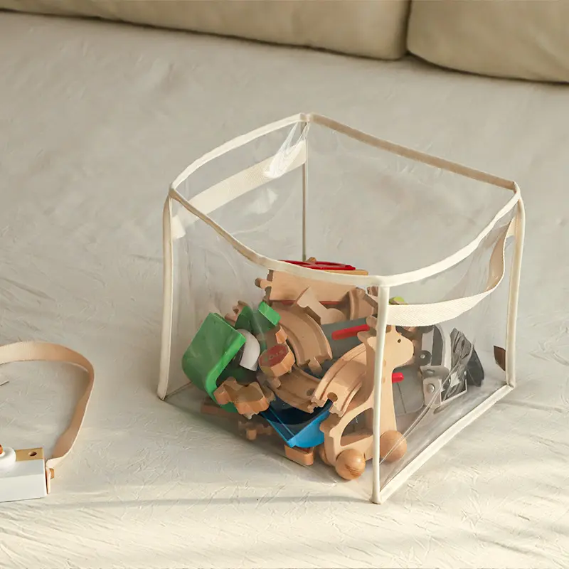 Transparent Storage Box Family's Toys Storage Basket Plush Toys Large-capacity Household Portable Folding Book Storage