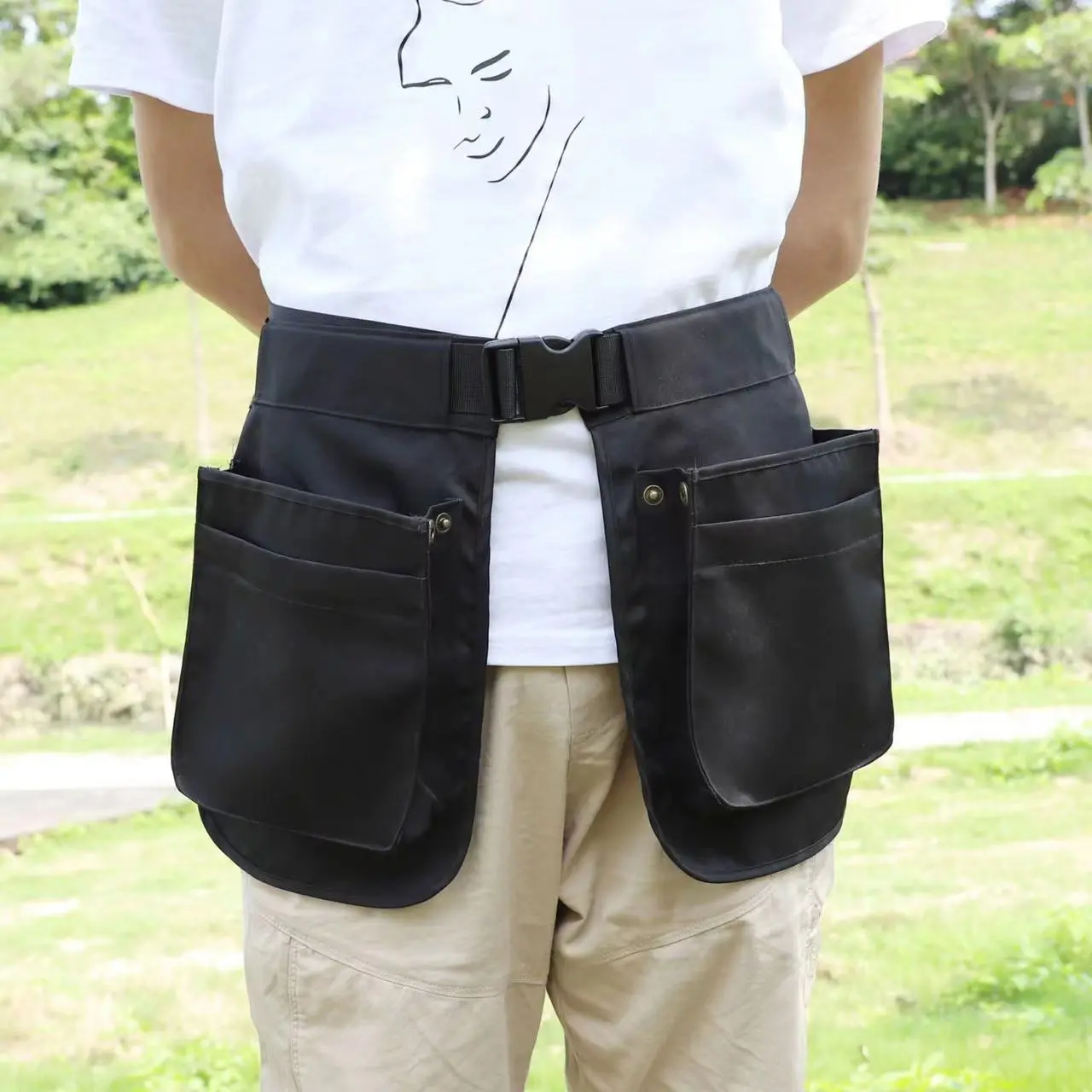 Waist Tool Bag, Waist Tool Apron with Pocket, Portable Waist Tool Belt Pouch, Multiple Pocket Waist Tool Bag for Kitchen（A）