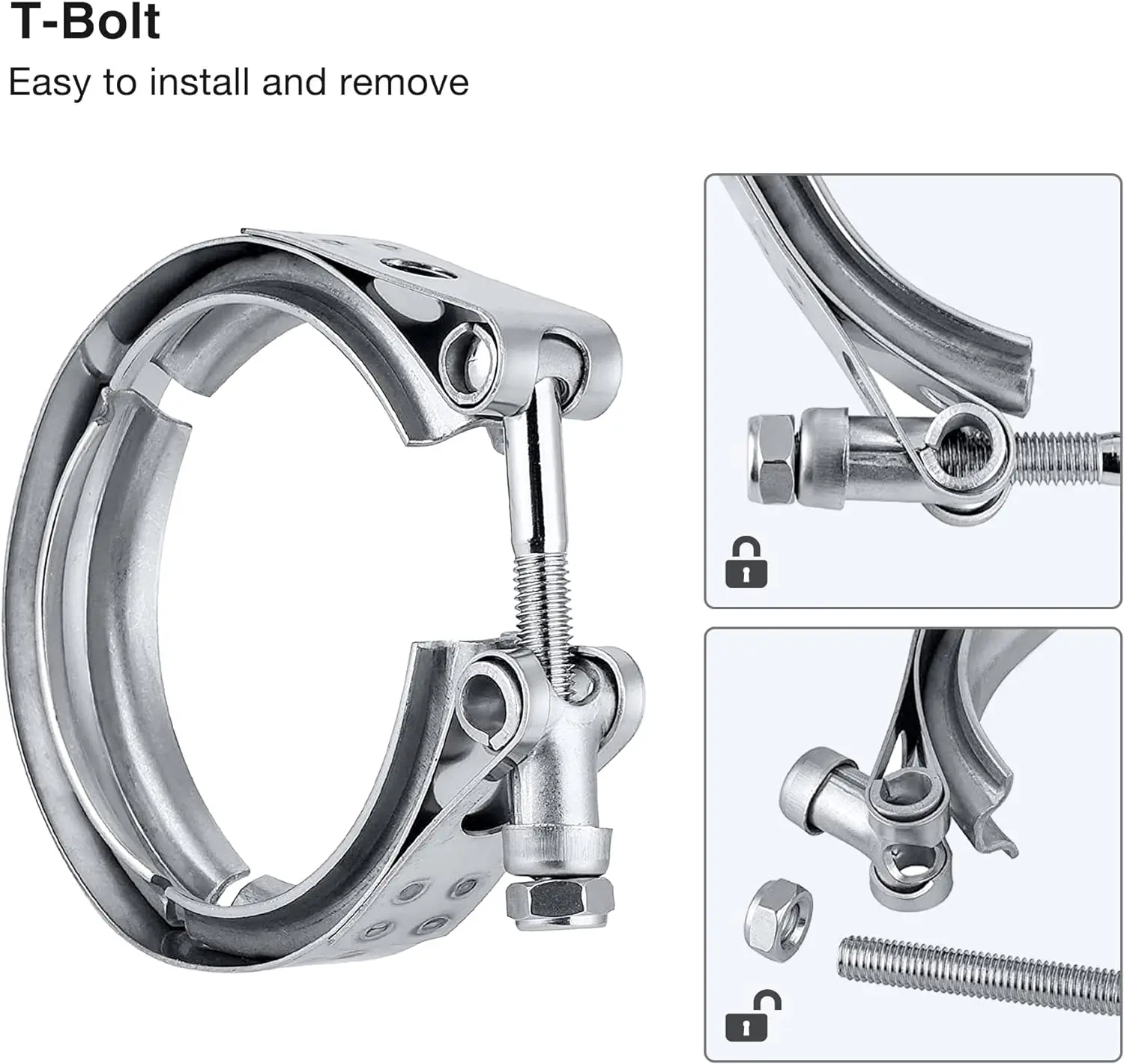 Car 304 Stainless Steel V Band Clamp Turbo Exhaust Pipe Vband Clamp Male Female Flange V Clamp Kits Universal