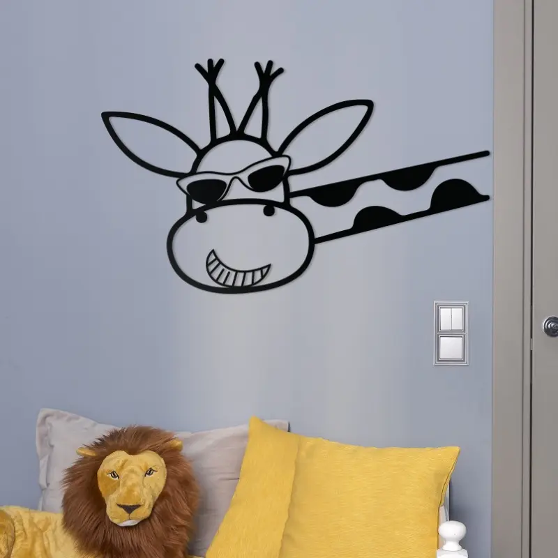 Metal Giraffe Wall Arts, Black Wall Decor Art Wall Decor Hanging Giraffe Sign Wire Wall Decor for Living Room Bedroom Bathroom