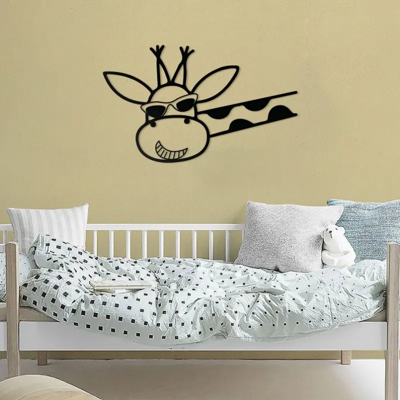 Metal Giraffe Wall Arts, Black Wall Decor Art Wall Decor Hanging Giraffe Sign Wire Wall Decor for Living Room Bedroom Bathroom