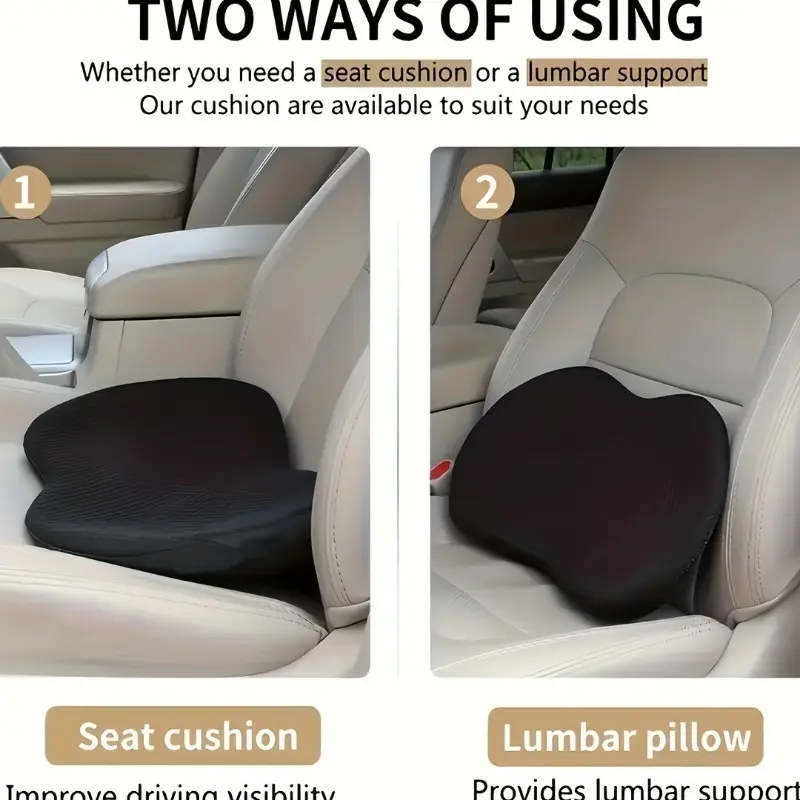 Car Seat Cushion for Car Seat Driver- Memory Foam Car Seat Cushions for Driving  Low Back & Tailbone Pain Relief Car Seat(Black)