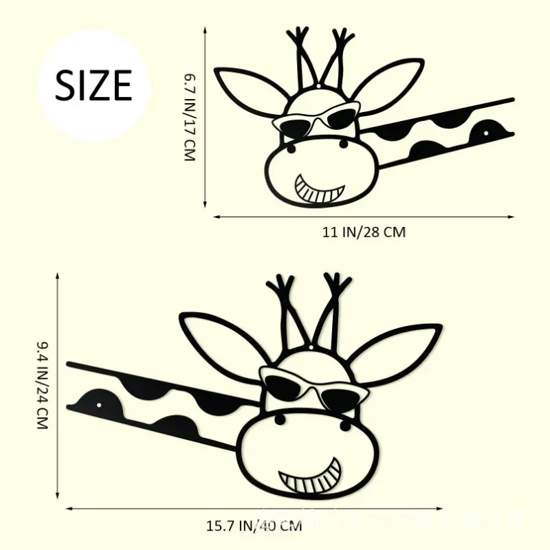 Metal Giraffe Wall Arts, Black Wall Decor Art Wall Decor Hanging Giraffe Sign Wire Wall Decor for Living Room Bedroom Bathroom